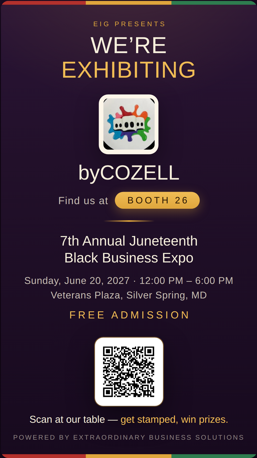 Vertical story graphic announcing byCOZELL at Booth 26