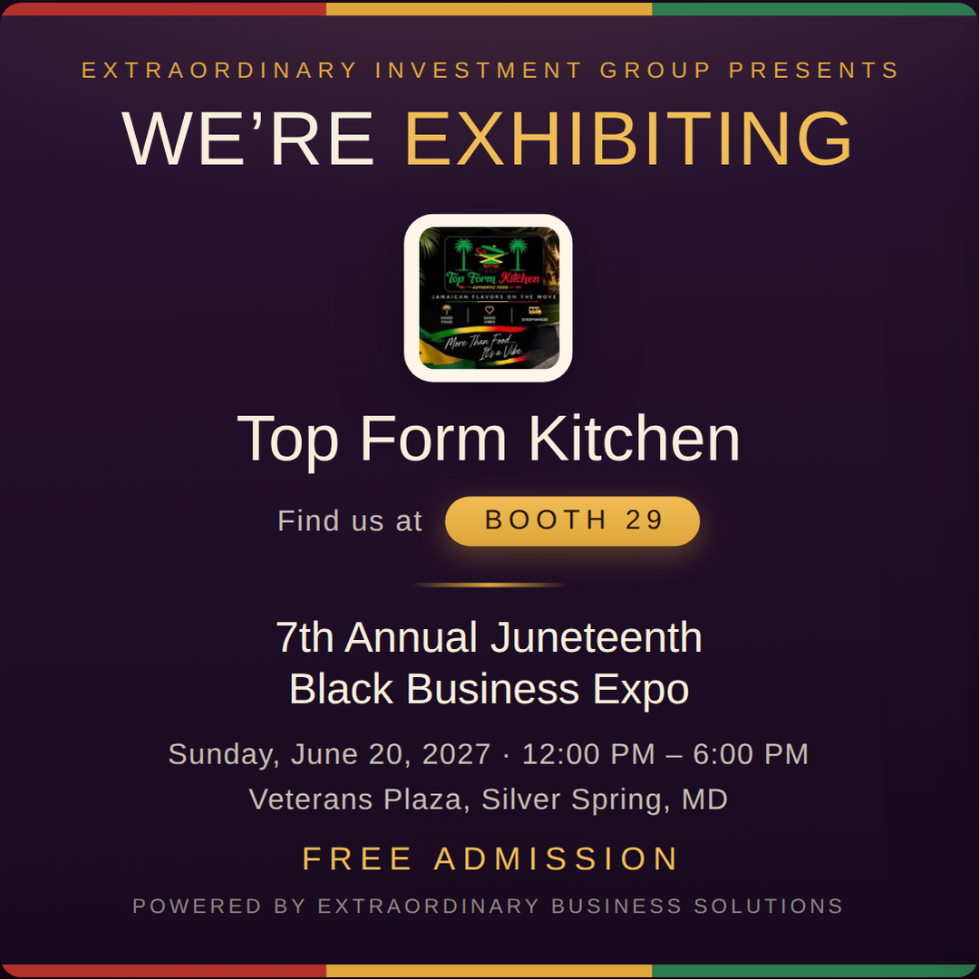 Square social post graphic announcing Top Form Kitchen at Booth 29
